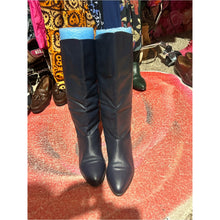 Load image into Gallery viewer, Vintage 80s 100% Genuine Leather Women’s Navy Pointed-Toe Mid-Calf Boots
