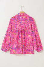 Cargar imagen en el visor de la galería, Purple Plus Size Floral Print Puff Sleeve V Neck Blouse
