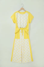 Load image into Gallery viewer, Yellow Color Block Patchwork Polka Dot Wide Leg Pant Set
