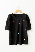 Load image into Gallery viewer, Pink Heart Shape Print Short Puff Sleeve Top
