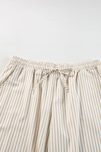 Load image into Gallery viewer, Khaki Stripe Plus Size Drawstring High Waist Wide Leg Pants
