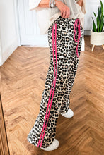 Load image into Gallery viewer, Red Contrast Detail Tie Waist Leopard Print Casual Pants
