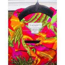 Load image into Gallery viewer, 80s Retro S. Roberts 100% Rayon Sequins Vibrant Pink Tropical Print Shirt Dress

