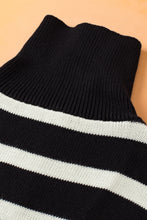 Cargar imagen en el visor de la galería, Black Stripe Zipped Collar Knit Sweater Tank
