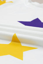Cargar imagen en el visor de la galería, White Mardi Gras Star Printed Long Sleeve Top
