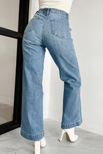 Load image into Gallery viewer, Dusk Blue Multi Buttons Medium Wash Straight Loose Leg Jeans
