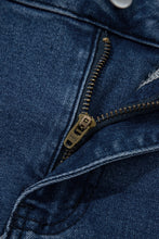 Load image into Gallery viewer, Sail Blue Scalloped Hemline Acid Wash High Waist Denim Shorts
