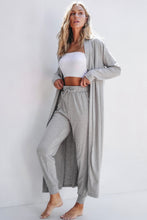 Cargar imagen en el visor de la galería, Light Grey Split Long Cardigan and Skinny Pants Lounge Set
