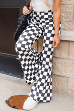 Load image into Gallery viewer, Black Checkerboard High Rise Casual Flared Pants
