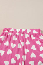 Load image into Gallery viewer, Pink Valentine Heart Shape Print Long Sleeve Top Shorts Lounge Set
