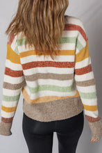 Cargar imagen en el visor de la galería, Multicolour Striped Colorblock Drop Shoulder Plus Size Sweater
