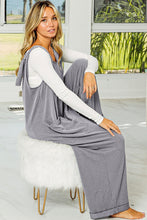 Load image into Gallery viewer, Dark Grey Corded Tie Straps V Neck Wide Leg Jumpsuit
