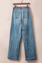 Load image into Gallery viewer, Dusk Blue Multi Buttons Medium Wash Straight Loose Leg Jeans
