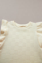 Load image into Gallery viewer, Apricot Textured Ruffled Sleeve Tee and Drawstring Shorts Set
