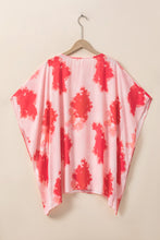 Cargar imagen en el visor de la galería, Red Curvy Girl Tie-dye Print 3/4 Sleeve Tunic Top
