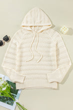 Load image into Gallery viewer, White Pointelle Knit Raglan Sleeve Hooded Sweater
