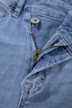 Cargar imagen en el visor de la galería, Dusk Blue High Rise Asymmetric Button Zip Fly Ripped Jeans
