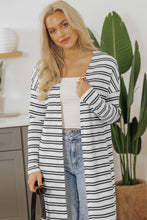 Cargar imagen en el visor de la galería, Black Stripe Print Open Front Duster Cardigan
