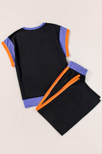 Load image into Gallery viewer, Black Color Block Detail Casual Two-piece Outfit
