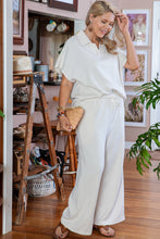 Cargar imagen en el visor de la galería, Beige Plus Size Textured Collared Top and Pants Set
