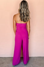 Cargar imagen en el visor de la galería, Bright Pink Bowknot Strapless Wide Leg Jumpsuit
