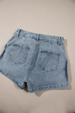 Cargar imagen en el visor de la galería, Dusk Blue Studded Acid Wash Jean Shorts
