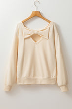 Load image into Gallery viewer, Apricot Bowknot Dewback Round Neck Sweatshirt
