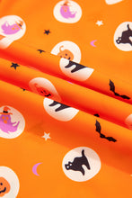 Load image into Gallery viewer, Orange Halloween Print Lapel Shirt Long 2pcs Pajama Set
