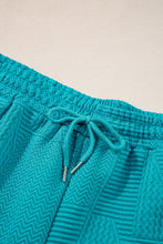 Load image into Gallery viewer, Teal Textured Ruffle Split Top and Drawstring Shorts
