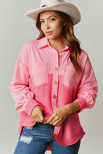 Load image into Gallery viewer, Peach Blossom Two Tone Contrast Waffle Knit Buttoned Loose Shacket
