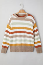 Cargar imagen en el visor de la galería, Multicolour Striped Colorblock Drop Shoulder Plus Size Sweater
