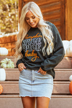 Load image into Gallery viewer, Dark Grey Halloween Pumpkin Spice Baby Graphic Textured Sweatshirt
