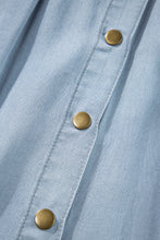 Cargar imagen en el visor de la galería, Mist Blue Fully Buttoned Long Denim Skirt
