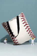 Cargar imagen en el visor de la galería, White Baseball Print Canvas Tote Bag
