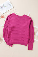 Load image into Gallery viewer, Hot Pink Bow Knot Cut Out Round Neck Loose Sweater
