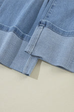 Cargar imagen en el visor de la galería, Dusk Blue High Rise Asymmetric Button Zip Fly Ripped Jeans
