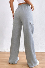 Cargar imagen en el visor de la galería, Light Grey Drawstring Waist Cargo Sweatpants
