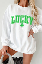 Load image into Gallery viewer, White St. Patricks LUCKY Graphic Corded Sweatshirt
