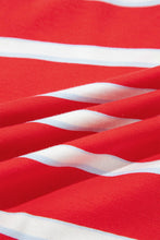 Cargar imagen en el visor de la galería, Racing Red Striped Bow Tie Hollowed Back 7/8 Sleeve Casual T-Shirt
