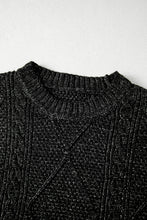 Cargar imagen en el visor de la galería, Black Cable Knit Drop Shoulder Loose Fit Sweater Dress
