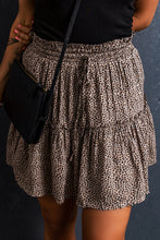 Load image into Gallery viewer, Leopard Drawstring Frilly Short Skirt
