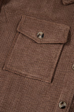 Cargar imagen en el visor de la galería, Chestnut Corduroy Flap Pocket Button Up Shacket
