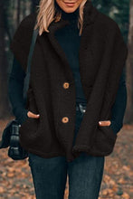 Cargar imagen en el visor de la galería, Black Sherpa Stand Collar Jacket Vest
