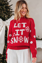 Load image into Gallery viewer, Red Dahlia LET IT SNOW Graphic Christmas Holiday Loose Sweater

