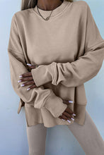 Load image into Gallery viewer, Jet Stream Solid Color Oversize Slit Sweatshirt Ribbed Leggings 2pcs Set
