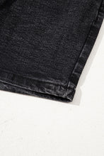 Load image into Gallery viewer, Black Drawstring High Waist Casual Denim Shorts with Pockets
