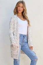 Load image into Gallery viewer, White Multicolor Dotted Rib Knit Long Sleeve Cardigan
