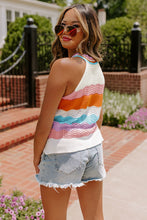 Cargar imagen en el visor de la galería, Multicolour Wavy Striped Print Textured Knit Sleeveless Sweater Top
