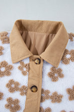 Load image into Gallery viewer, Light French Beige Cute Flower Pattern Button Up Fleece Jacket
