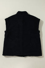 Load image into Gallery viewer, Black Sherpa Stand Collar Jacket Vest
